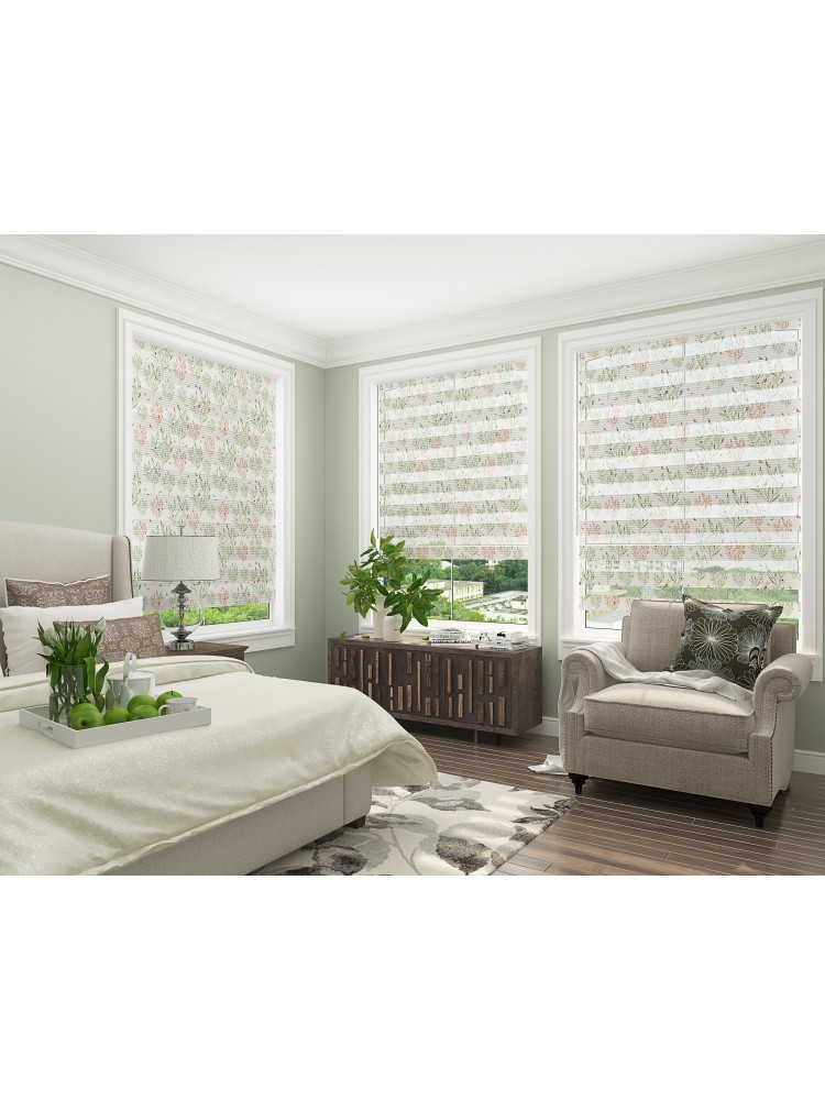 ZEBRA PERDE YEŞİL KAHVERENGİ DAL MODELİ